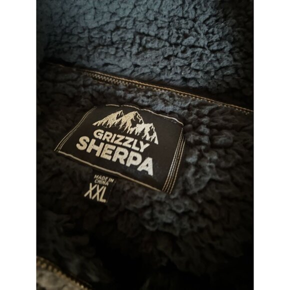 Grizzly Sherpa Men's Fuzzy Quarter Zip Pullover Sweater Size XXL Gray Fair Isle - Picture 3 of 5
